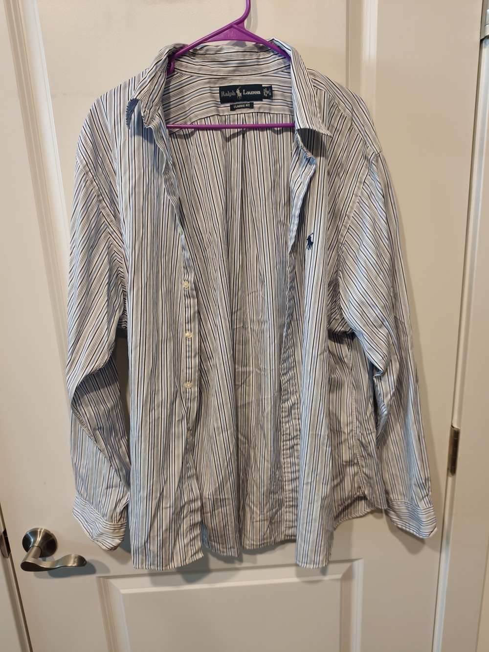 Ralph Lauren Men’s Light Blue and White Striped Button-Down Shirt